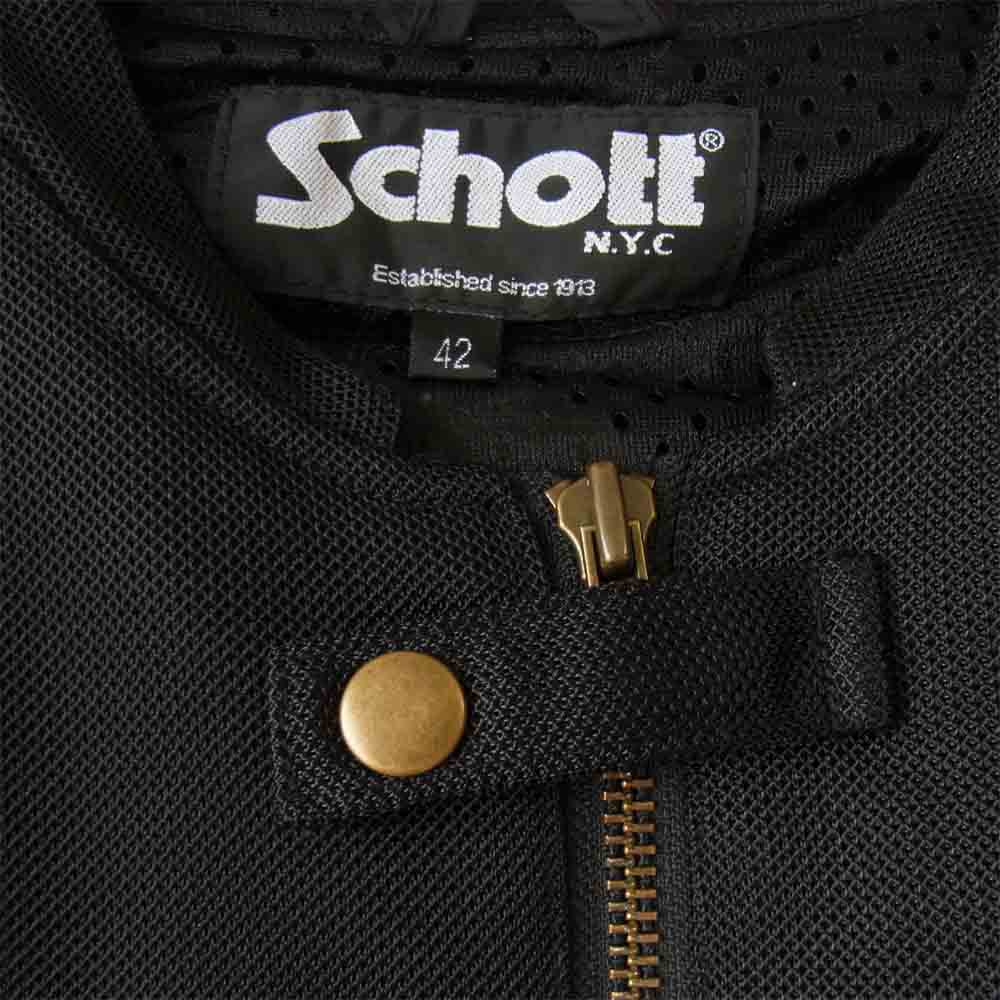 schott ショット パッド入り ナイロン レーシング ジャケット ブラック系 42【中古】