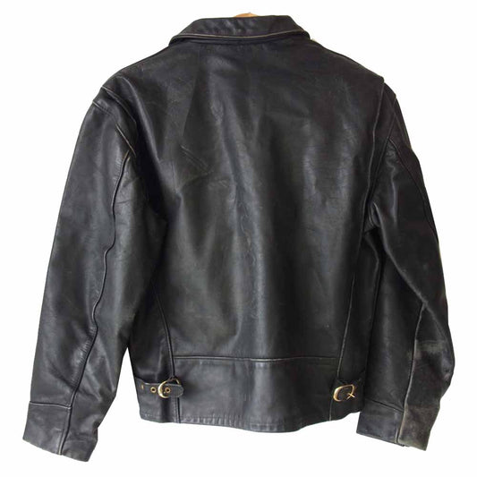 schott ショット AT101 USA製 ライナーボア 襟付き シングル カウレザー ライダース ジャケット ブラック系 42【中古】