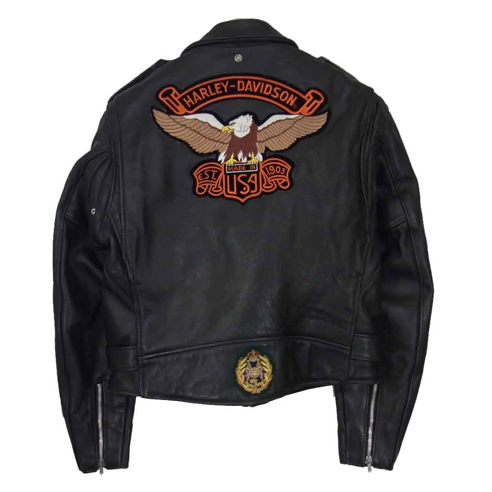 schott ショット 618 USA製 DOUBLE RIDERS ワッペン カスタム ダブル ライダース ジャケット ブラック系 42【中古】