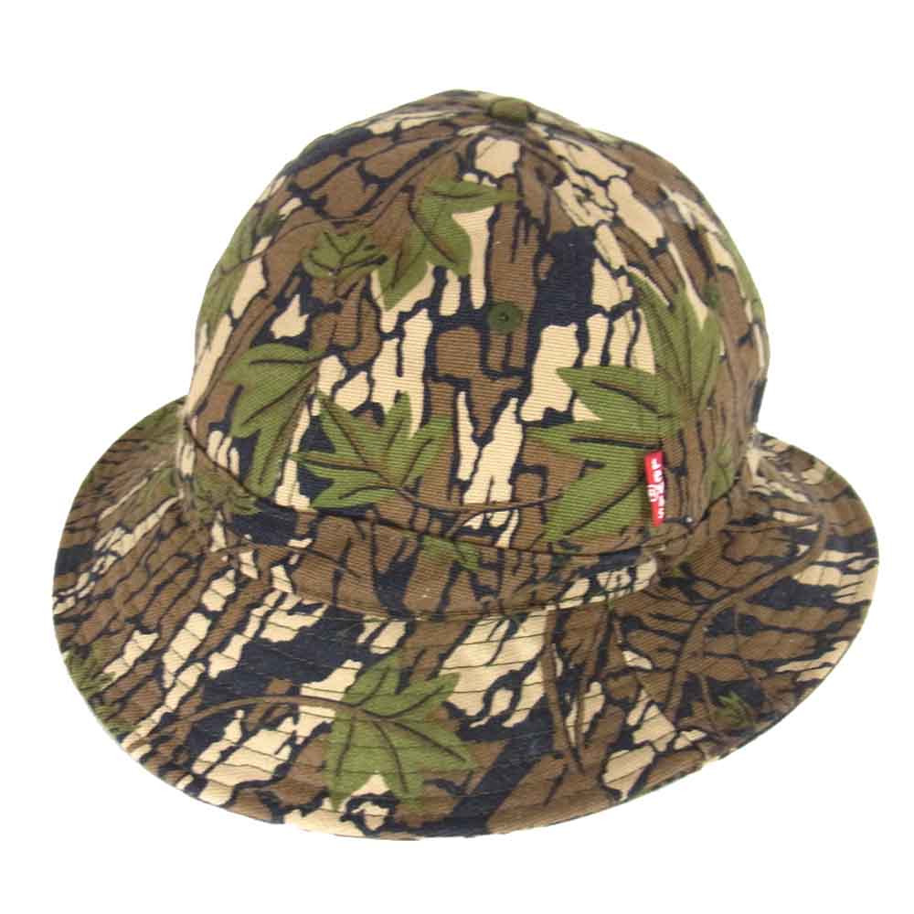 Supreme シュプリーム 13AW Levi's リーバイス Camoflage Canvas Bell Hat カモ 迷彩 ハット カーキ系【中古】
