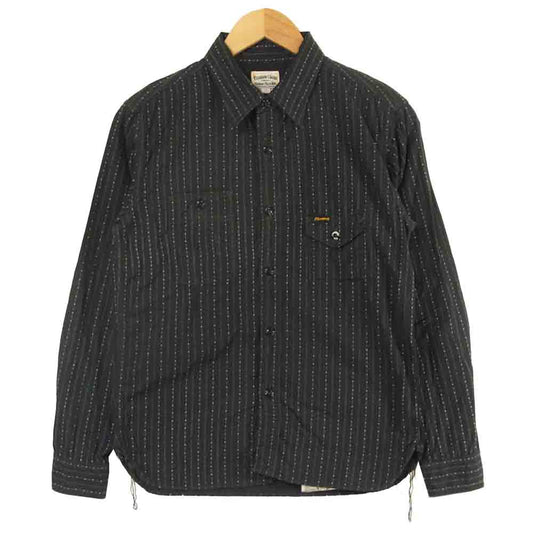 Pherrow's フェローズ WORK SHIRTS ワーク シャツ 長袖 コットン 日本製 ブラック系 S【中古】