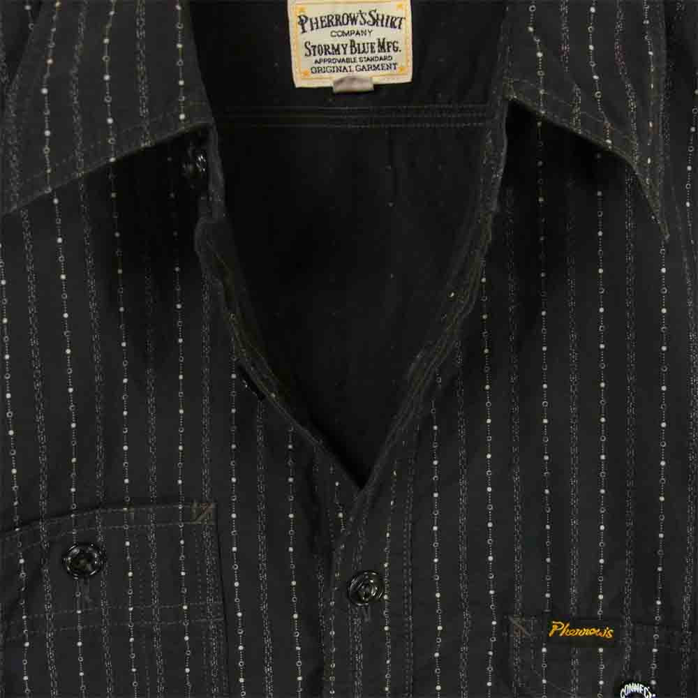 Pherrow's フェローズ WORK SHIRTS ワーク シャツ 長袖 コットン 日本製 ブラック系 S【中古】