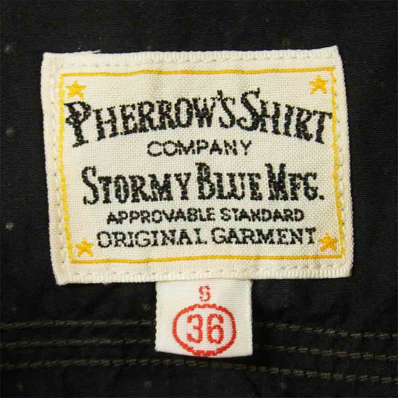 Pherrow's フェローズ WORK SHIRTS ワーク シャツ 長袖 コットン 日本製 ブラック系 S【中古】