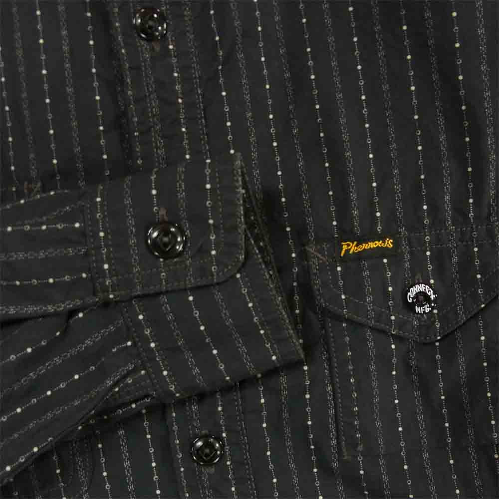 Pherrow's フェローズ WORK SHIRTS ワーク シャツ 長袖 コットン 日本製 ブラック系 S【中古】
