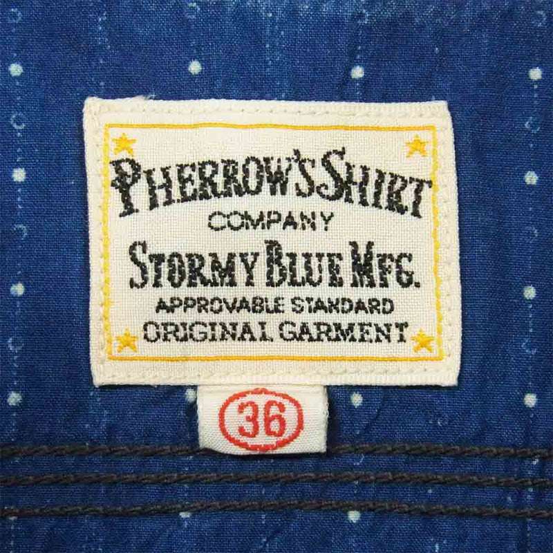 Pherrow's フェローズ WORK SHIRTS ワーク シャツ 長袖 コットン 日本製 ブルー系 36【中古】