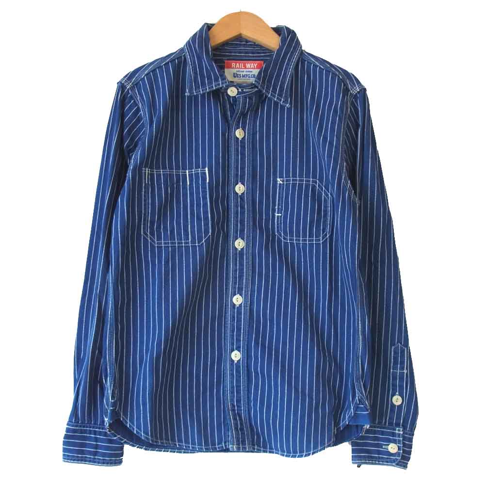 インディゴ ウォバッシュ ワークシャツ インディゴブルー系 1【中古】