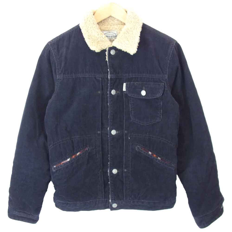 STUDIO D’ARTISAN ステュディオダルチザン 4323 COUDUROY RUNCH JACKET コーデュロイ ボア ランチ ワーク ジャケット パープル系 ベージュ系 36【中古】