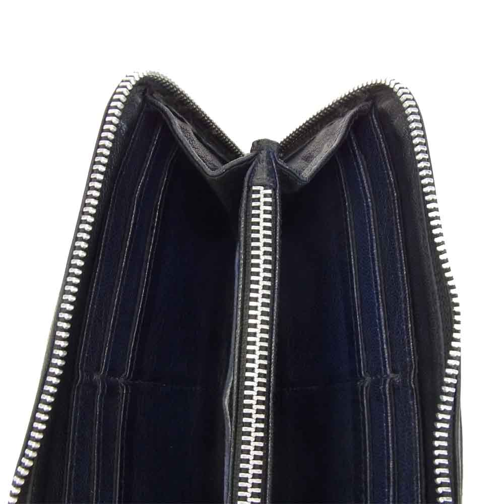 CHROME HEARTS クロムハーツ（原本無） REC F ZIP 3セメタリー クロス パッチ ラウンド ジップ ファスナー ウォレット ブラック系 横幅約20cm【中古】