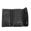 CHROME HEARTS クロムハーツ（原本無） WAVE WALLET ウェーブ ウォレット クロス ボタン ブラック系 横幅約20cm【中古】
