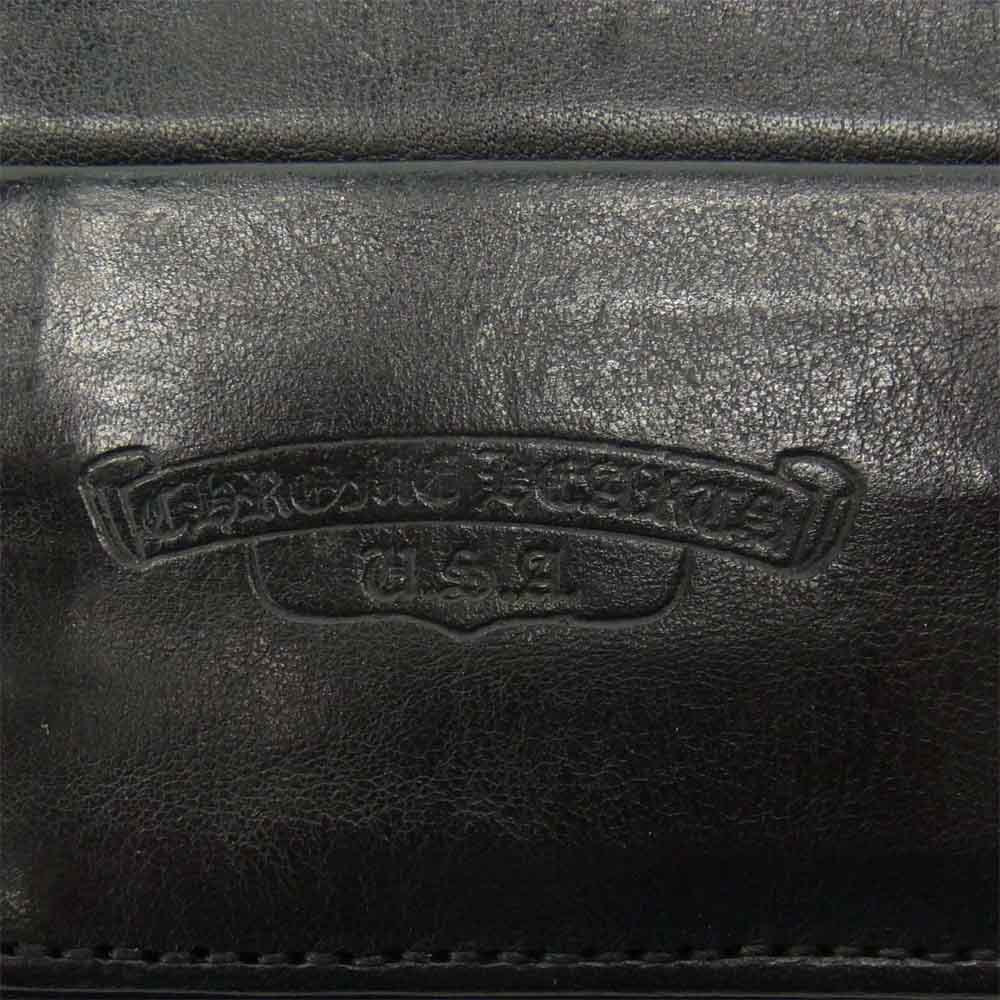 CHROME HEARTS クロムハーツ（原本無） WAVE WALLET ウェーブ ウォレット クロス ボタン ブラック系 横幅約20cm【中古】