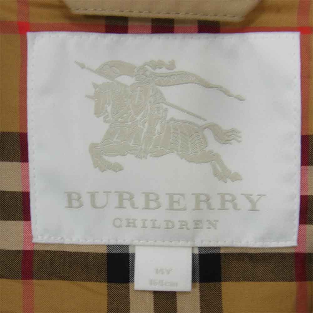 BURBERRY バーバリー ホースフェリー プリント コットン ギャバジン カーコート ベージュ系 14Y【美品】【中古】
