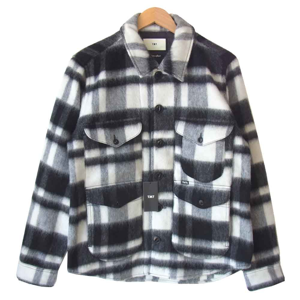 TMT ティーエムティー TJK-F2016 PLAID FUR WORK SHIRT JACKET ブランケット チェック ワーク シャツ ジャケット  黒×白 L【新古品】【未使用】【中古】