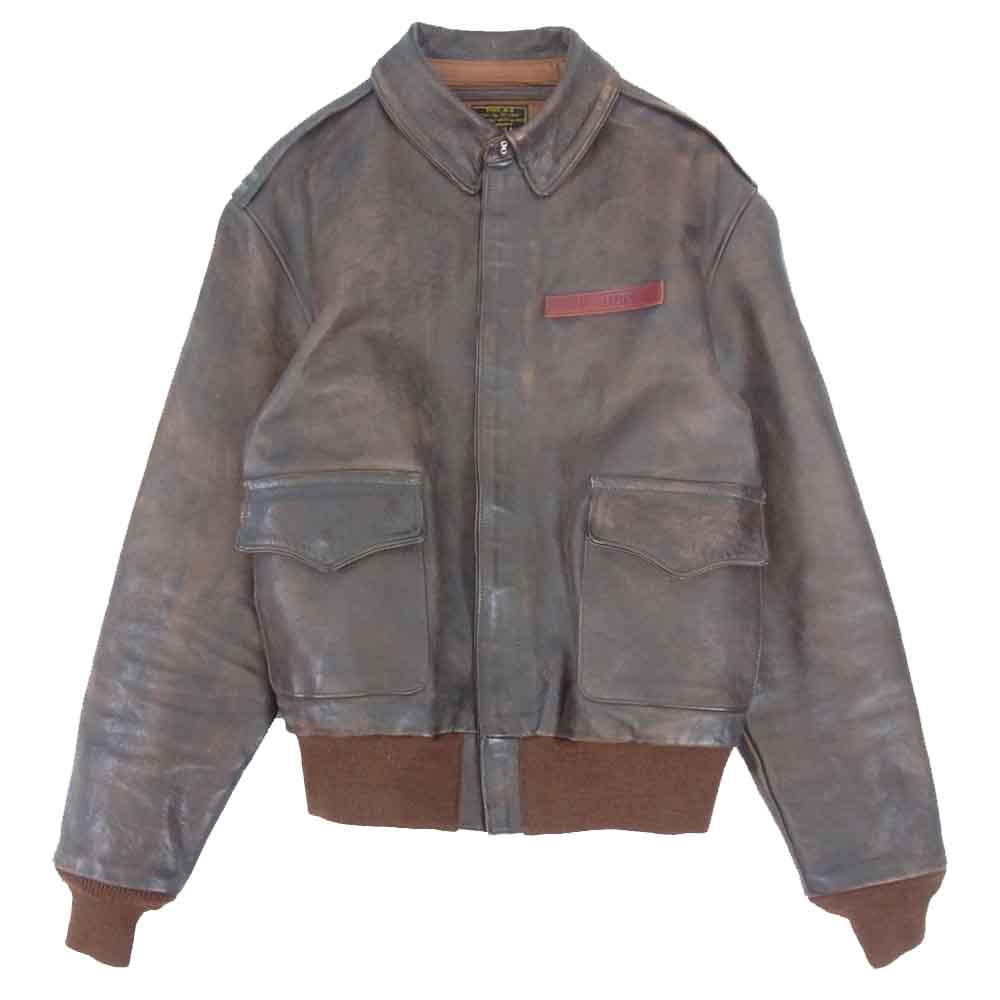 TOY'S McCOY トイズマッコイ A-2 V. HILTS COOLER KING 大脱走 エイジング ダメージ加工 レザー フライト ブラウン系 36【美品】【中古】