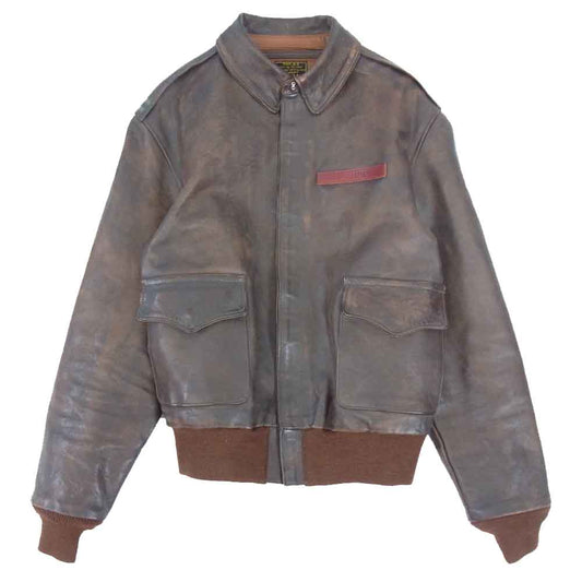 TOY'S McCOY トイズマッコイ A-2 V. HILTS COOLER KING 大脱走 エイジング ダメージ加工 レザー フライト ブラウン系 36【美品】【中古】