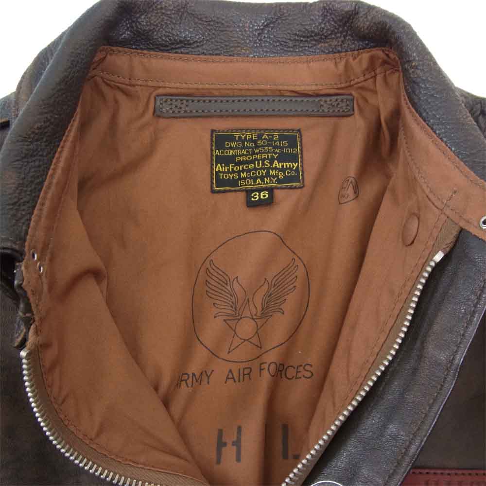 TOY'S McCOY トイズマッコイ A-2 V. HILTS COOLER KING 大脱走 エイジング ダメージ加工 レザー フライト ブラウン系 36【美品】【中古】