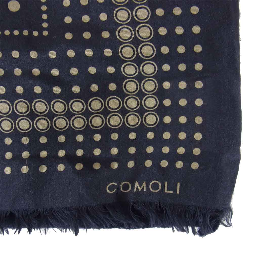 COMOLI コモリ 14AW シルク ドット マフラー ネイビー系【中古】