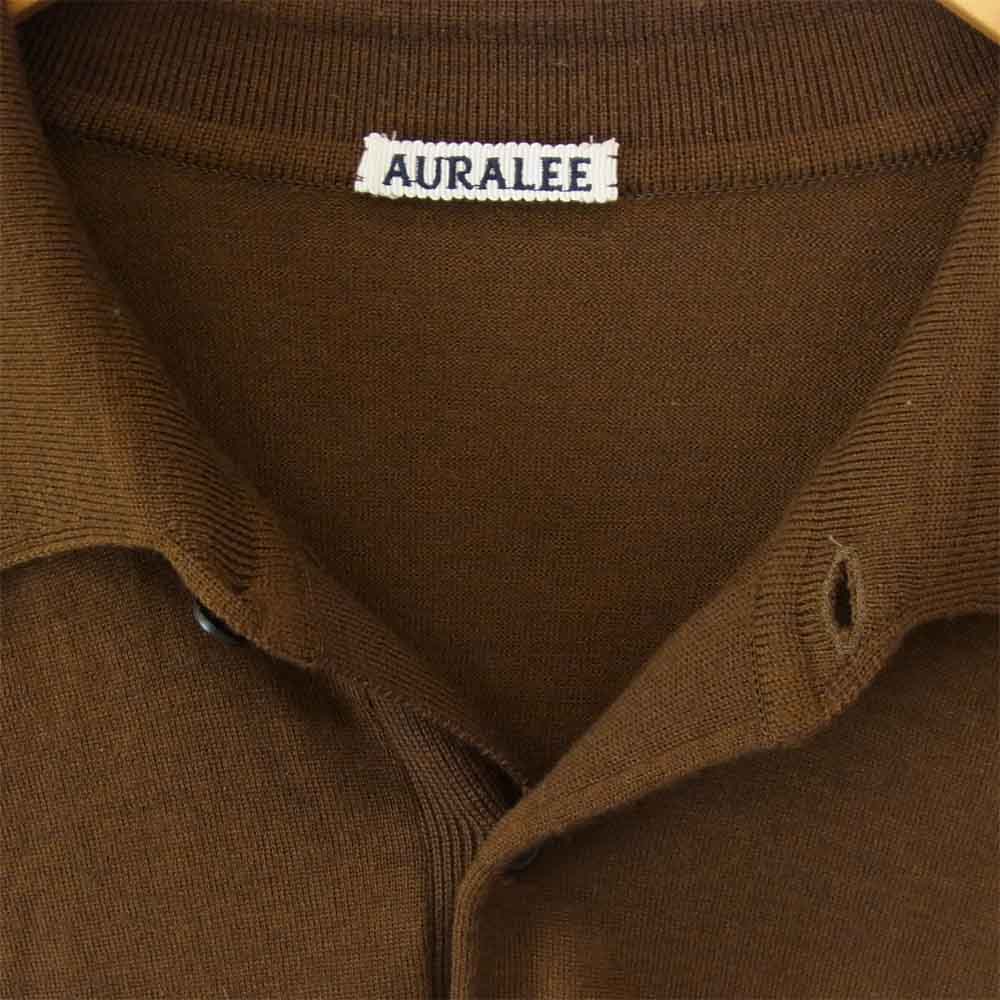 AURALEE オーラリー A7AP02HG WOOL CASHMERE HIGH GAUGE KNIT POLO ウール カシミヤ ハイゲージ ニット ポロシャツ ブラウン系 4【中古】