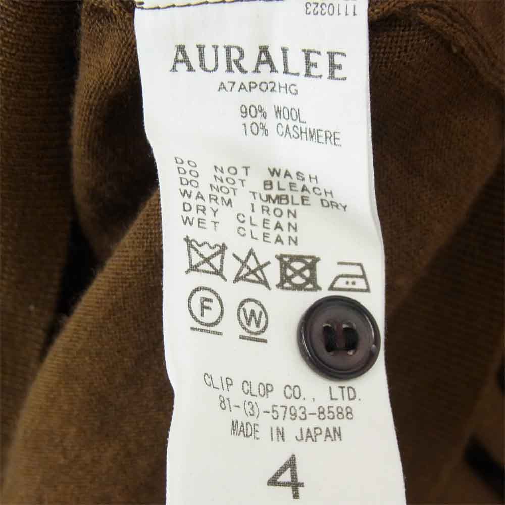 AURALEE オーラリー A7AP02HG WOOL CASHMERE HIGH GAUGE KNIT POLO ウール カシミヤ ハイゲージ ニット ポロシャツ ブラウン系 4【中古】