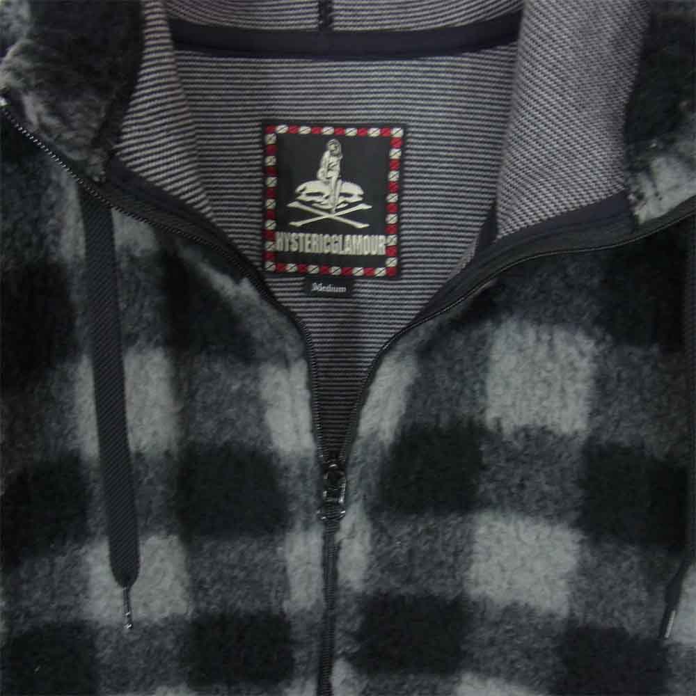 HYSTERIC GLAMOUR ヒステリックグラマー 0253CF10 バッファローチェック フリース ジップ パーカー グレー系 M【中古】