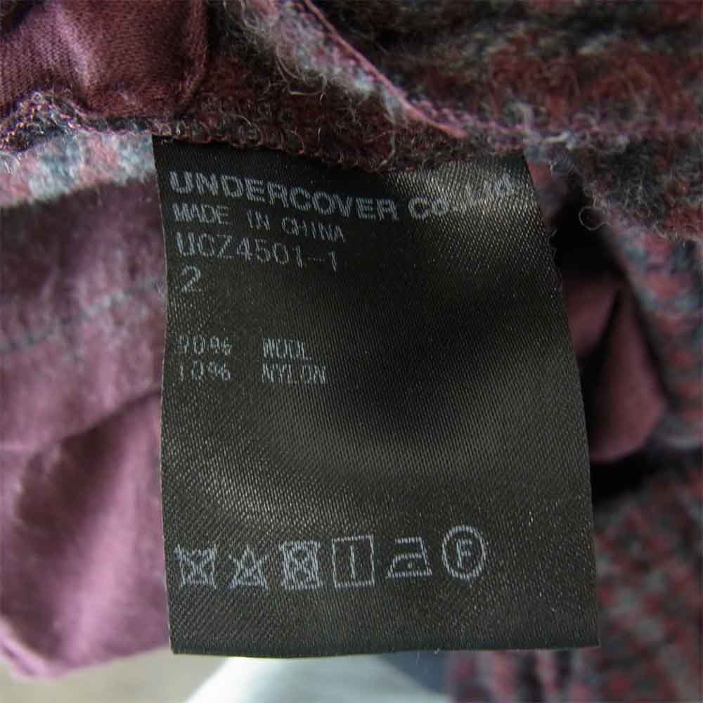 UNDERCOVER アンダーカバー 20AW UCZ4501-1 WOOL CHECK SHRIVEL PANTS ウール チェック パンツ エンジ系 2【中古】