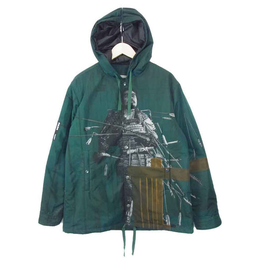 UNDERCOVER アンダーカバー UCZ4208-1 蜘蛛巣城 総柄 ウェザー 中綿 フード コーチ ジャケット  グリーン系 グリーン系 3【美品】【中古】