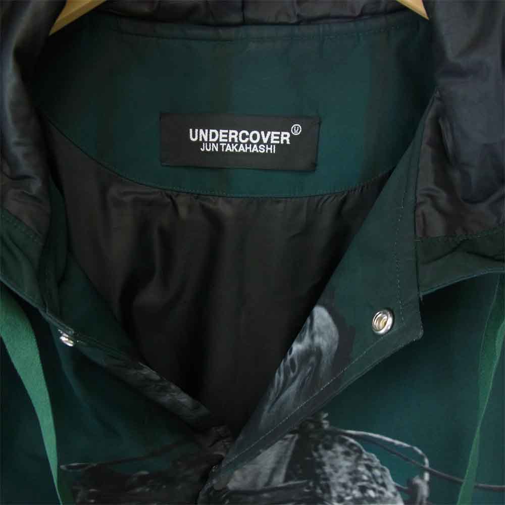 UNDERCOVER アンダーカバー UCZ4208-1 蜘蛛巣城 総柄 ウェザー 中綿 フード コーチ ジャケット  グリーン系 グリーン系 3【美品】【中古】