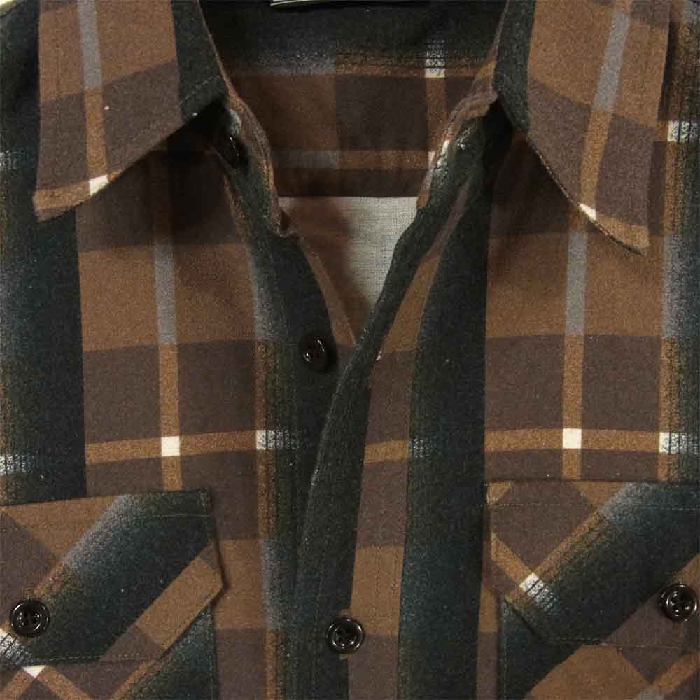 CUT RATE カットレイト チェック 長袖 シャツ コットン 日本製 ブラウン系 M【美品】【中古】
