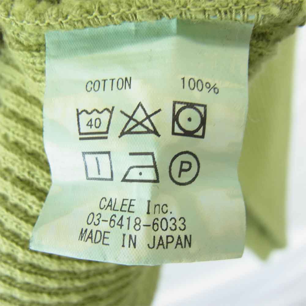 CALEE キャリー 20AW CL-20AW071 Big waffle L/S cutsew ビッグ ワッフル カットソー ライトグリーン系 XL【新古品】【未使用】【中古】
