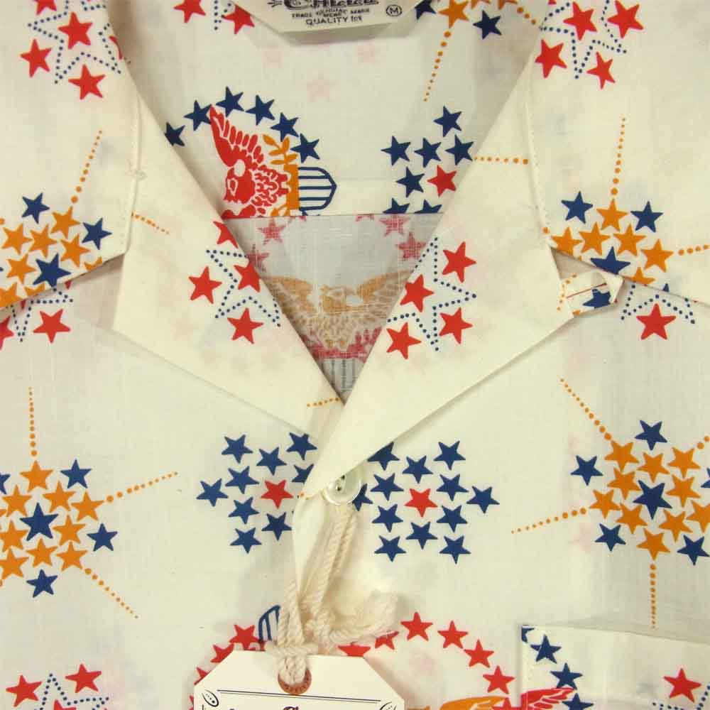 CALEE キャリー 19SS CL-19SS056 ALLOVER NATIVE EAGLE S/S SHIRT ネイティブ イーグル 半袖 シャツ ホワイト系 M【新古品】【未使用】【中古】