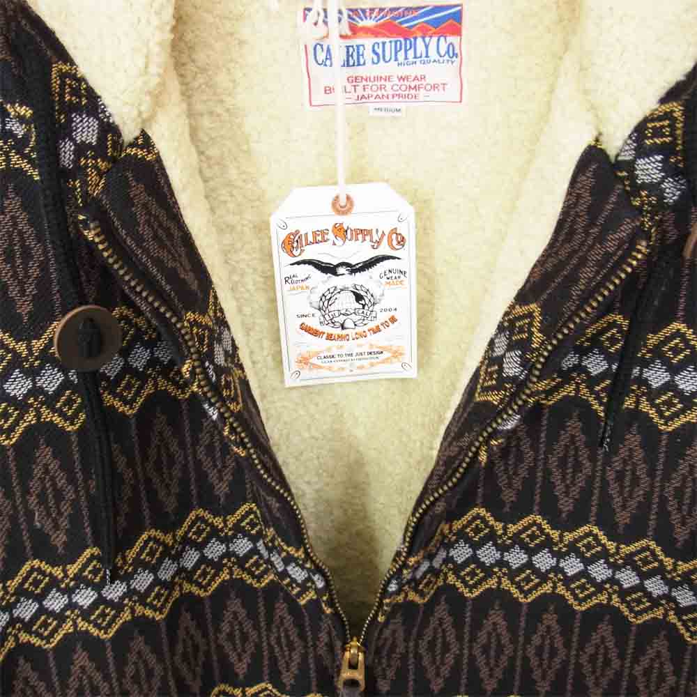 CALEE キャリー 18AW CL-18AW045 JACQUARD HOODED BOA JACKET ジャガード ボア ジャケット イエロー系 M【新古品】【未使用】【中古】