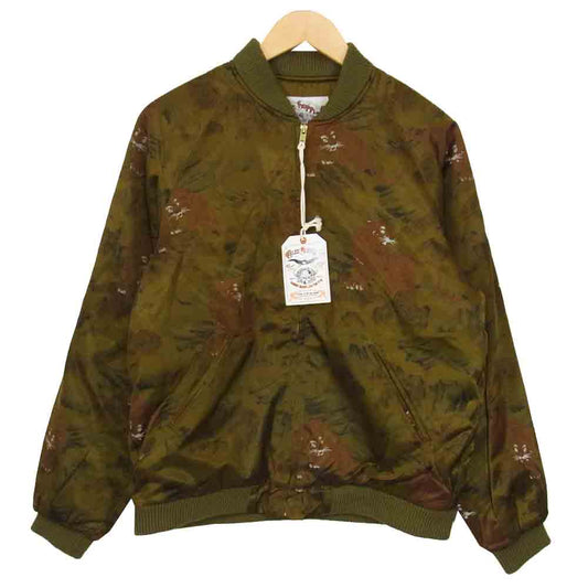 CALEE キャリー 18AW CL-18AW034 Praffin satin tiger pattern rib jacket サテン タイガー ジャケット カーキ系 M【新古品】【未使用】【中古】