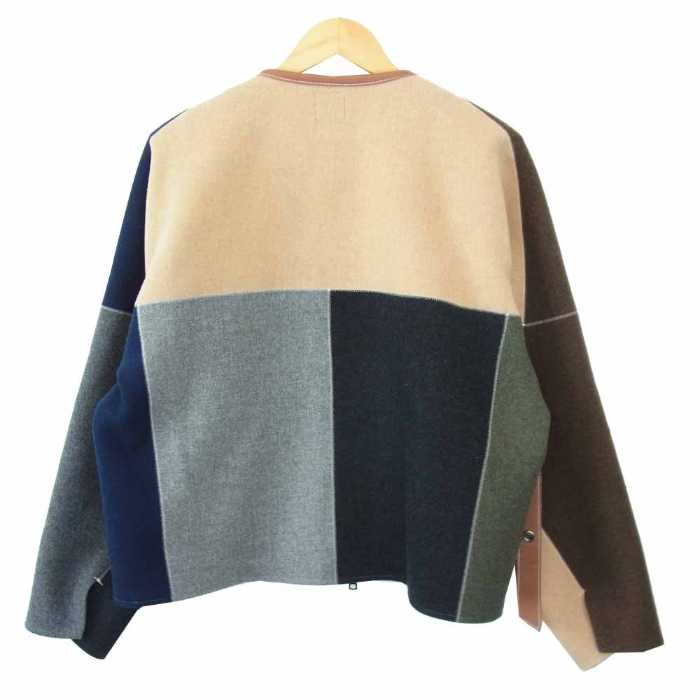 SUNSEA サンシー 20AW 20A30 peter melton blouson パッチワーク ノーカラー メルトン ブルゾン マルチカラー系 2【極上美品】【中古】