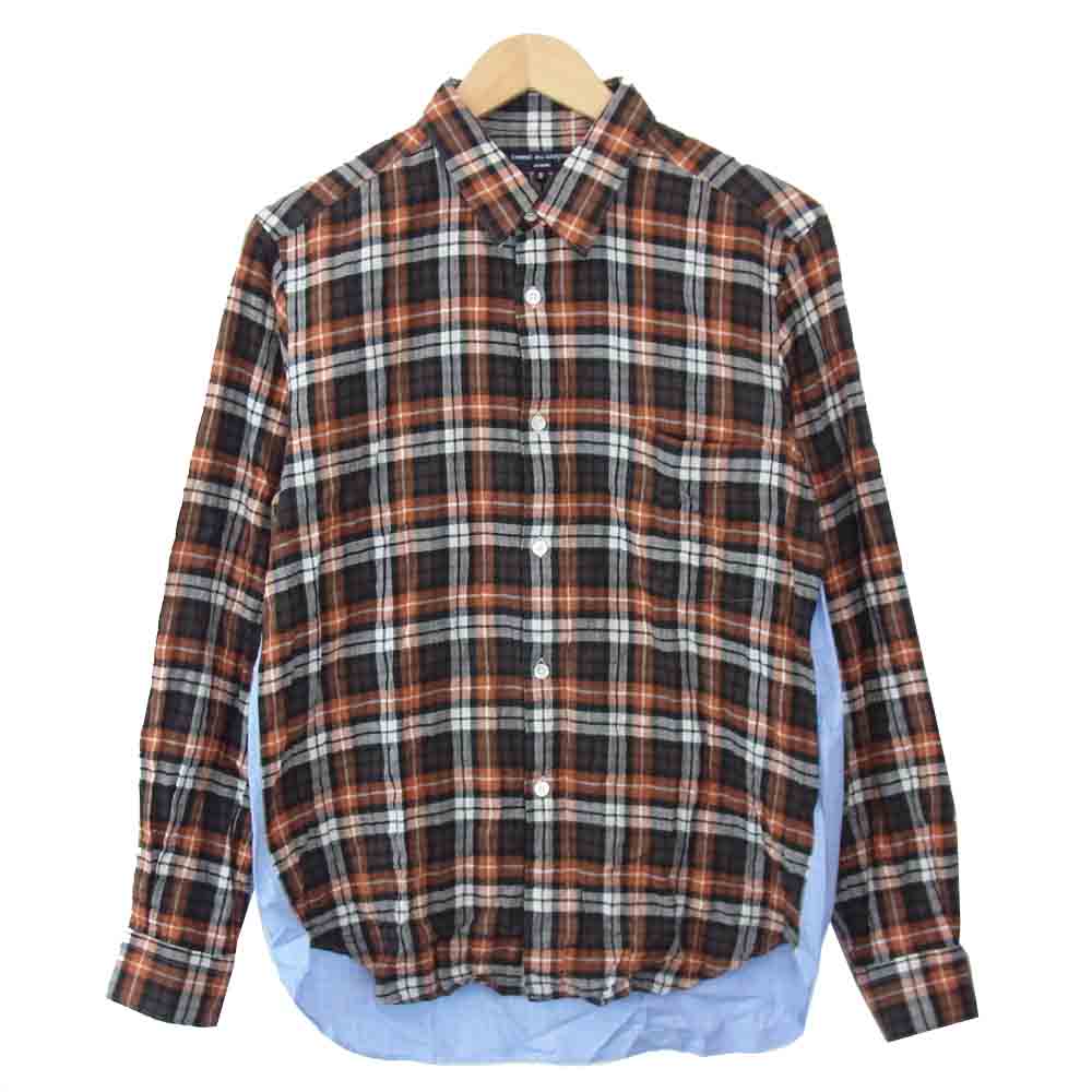 COMME des GARCONS HOMME コムデギャルソンオム HH-B015 切替 シワ加工 チェックシャツ マルチカラー系 S【美品】【中古】