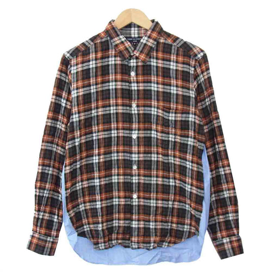 COMME des GARCONS HOMME コムデギャルソンオム HH-B015 切替 シワ加工 チェックシャツ マルチカラー系 S【美品】【中古】
