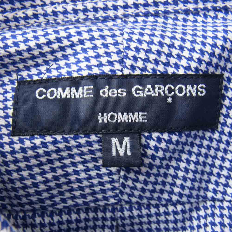 COMME des GARCONS HOMME コムデギャルソンオム AD2012 HJ-B005 千鳥格子 長袖 シャツ 青×白 M【美品】【中古】