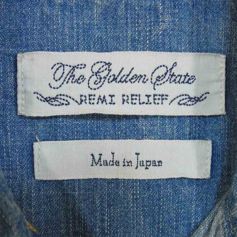REMI RELIEF レミレリーフ 日本製 スカル フラワースタッズ デニム ウエスタン シャツ インディゴブルー系 S【中古】