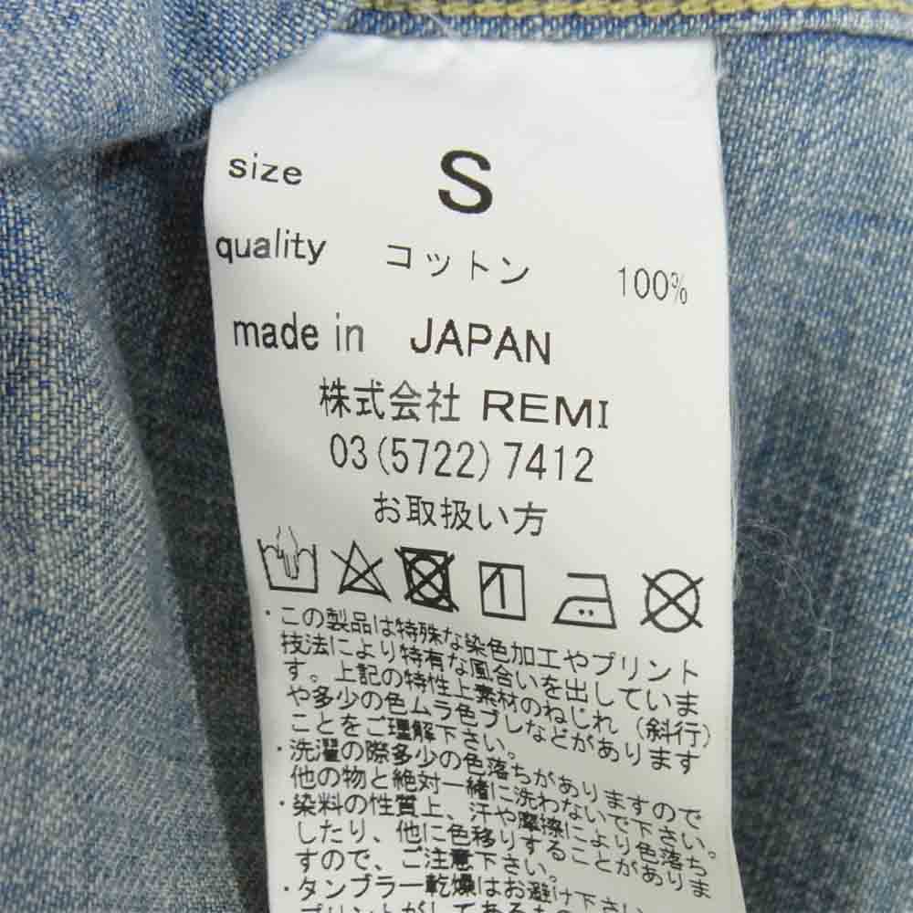 REMI RELIEF レミレリーフ 日本製 スカル フラワースタッズ デニム ウエスタン シャツ インディゴブルー系 S【中古】