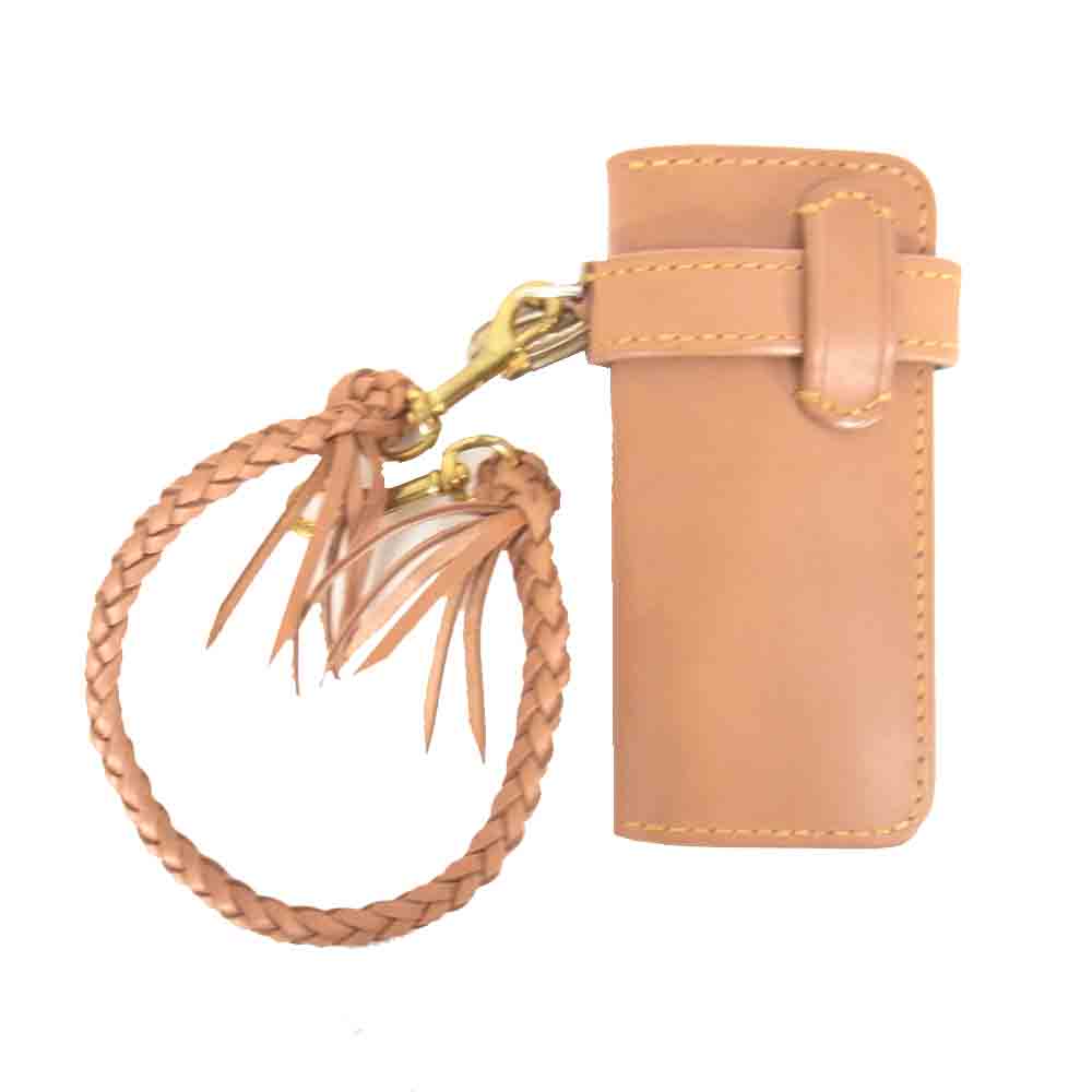 オールドコインカンパニースピリタス フェザー付き レザー ロングウォレット レザー ウォレットチェーン ライトブラウン系 記載なし【中古】