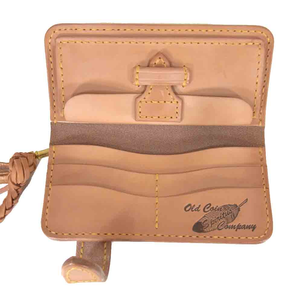 オールドコインカンパニースピリタス フェザー付き レザー ロングウォレット レザー ウォレットチェーン ライトブラウン系 記載なし【中古】