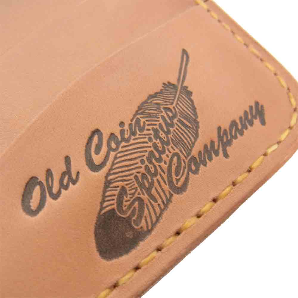 オールドコインカンパニースピリタス フェザー付き レザー ロングウォレット レザー ウォレットチェーン ライトブラウン系 記載なし【中古】