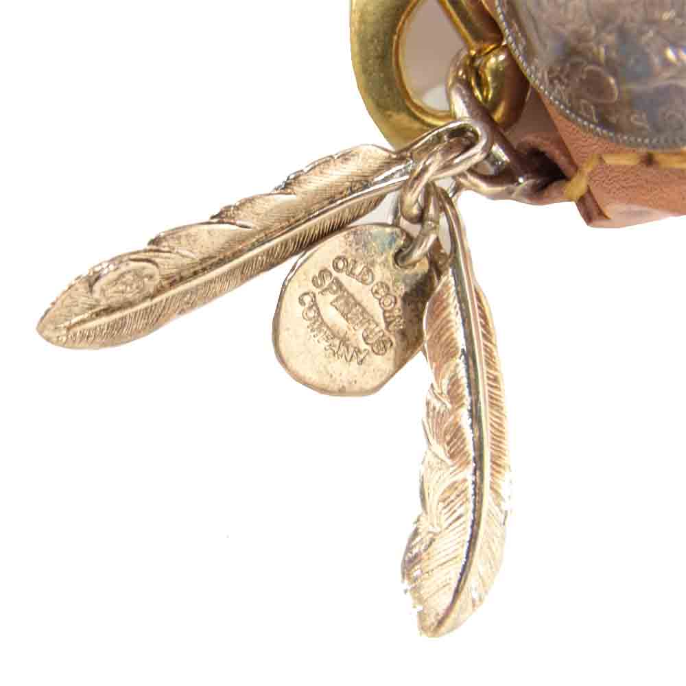 オールドコインカンパニースピリタス フェザー付き レザー ロングウォレット レザー ウォレットチェーン ライトブラウン系 記載なし【中古】