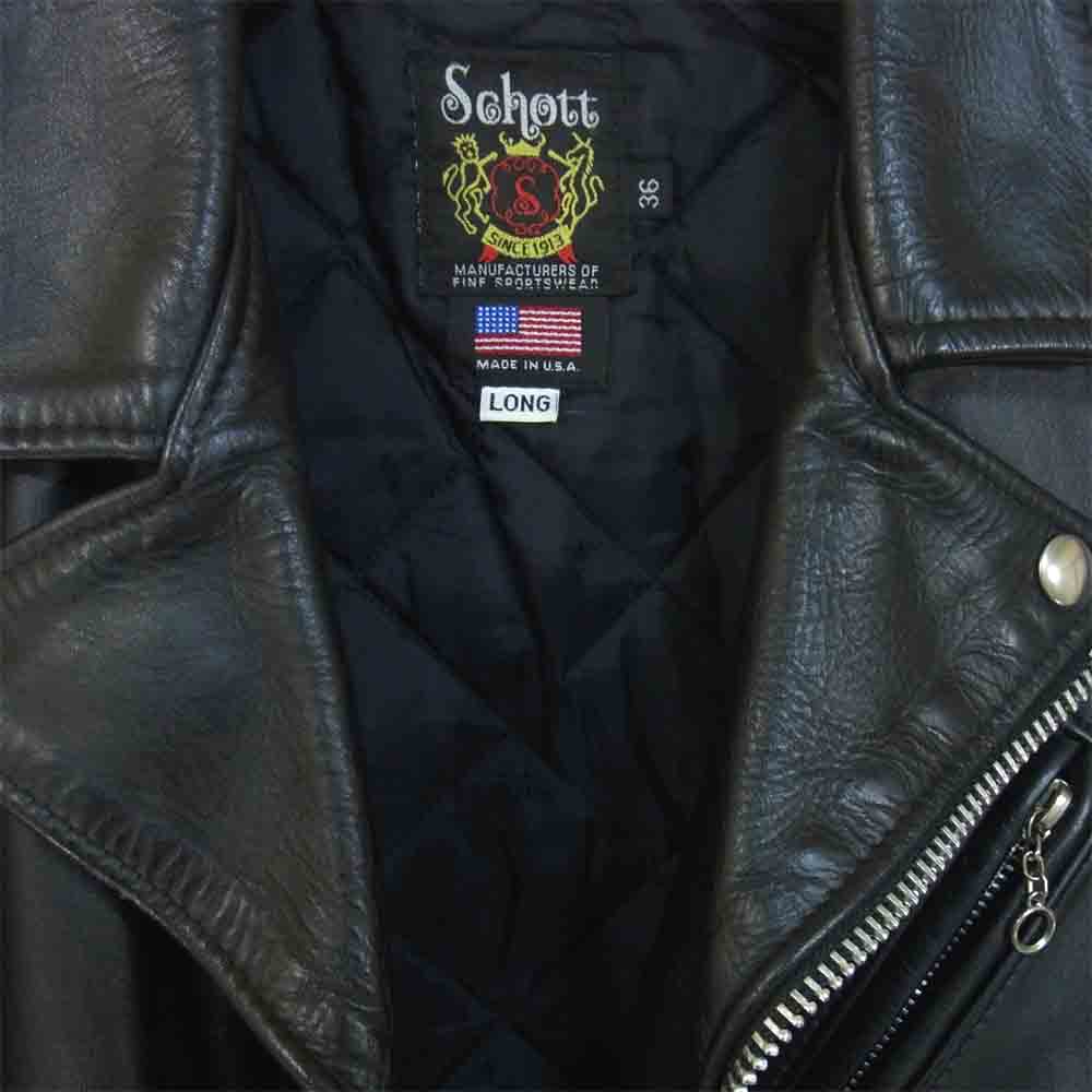 schott ショット 7164 USA製 カウハイド 牛革 ワンスター ダブルライダース ジャケット ブラック系 36【中古】