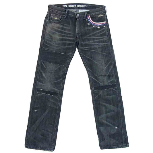 NEIGHBORHOOD ネイバーフッド 112DCNH-PTM13 NARROW STRAIGHT コンチョ ビーズ ナロー サベージ デニム パンツ インディゴブルー系 S【中古】