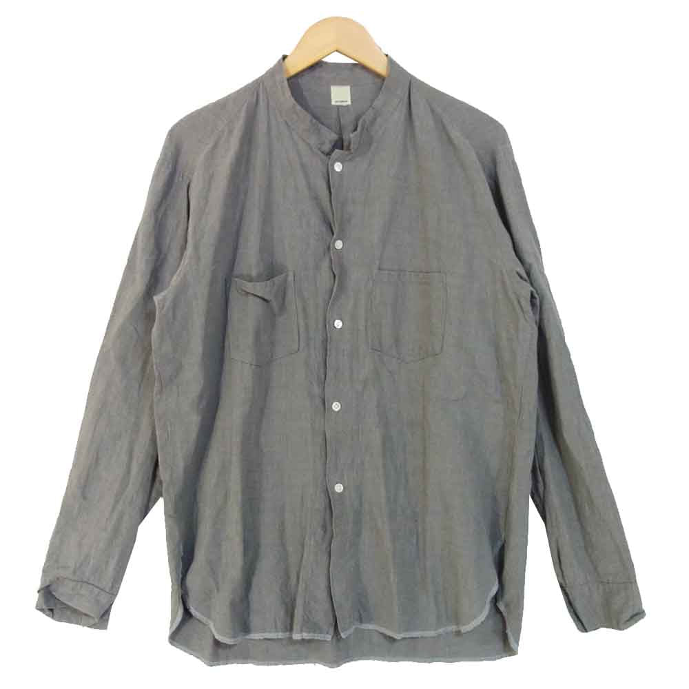 タタミゼ マオカラー リネンシャツ リネン 長袖シャツ コットン 日本製 グレー系 L【中古】