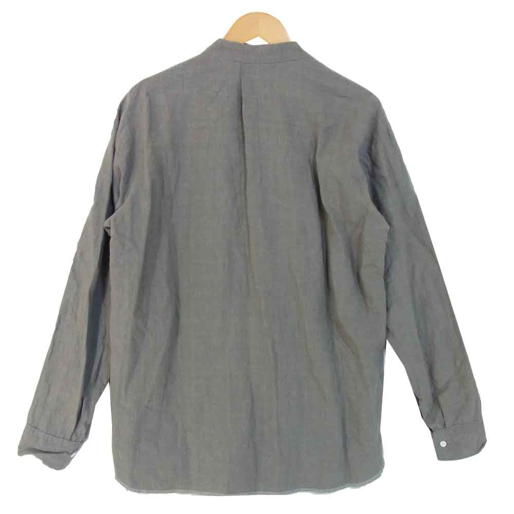 タタミゼ マオカラー リネンシャツ リネン 長袖シャツ コットン 日本製 グレー系 L【中古】