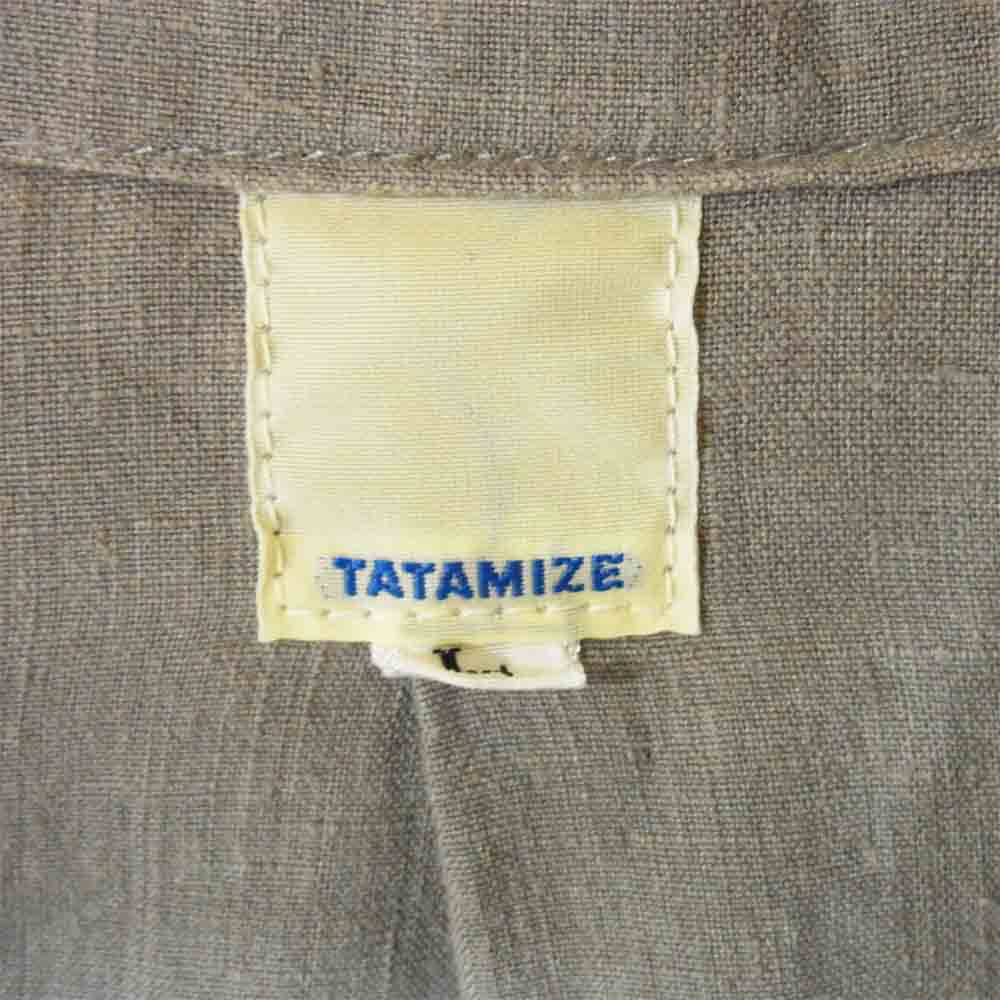 タタミゼ マオカラー リネンシャツ リネン 長袖シャツ コットン 日本製 グレー系 L【中古】