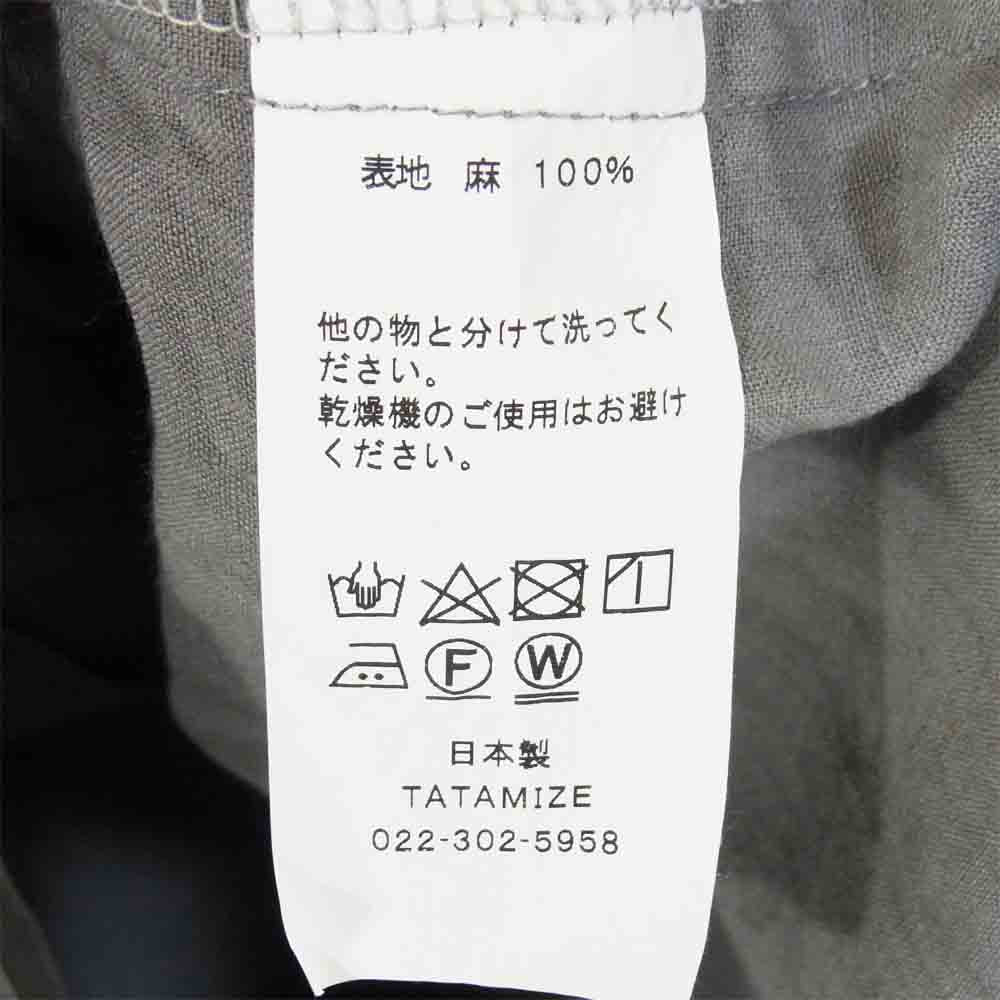 タタミゼ マオカラー リネンシャツ リネン 長袖シャツ コットン 日本製 グレー系 L【中古】