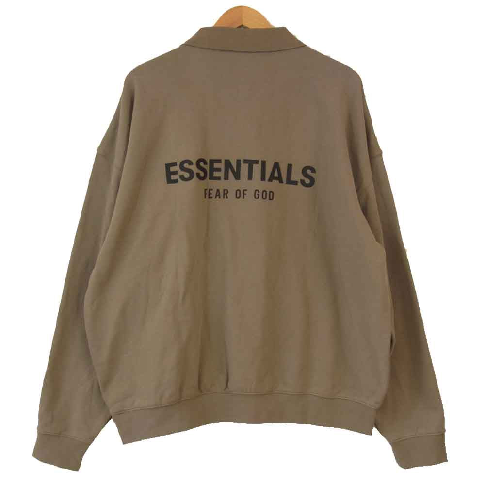 FEAR OF GOD フィアオブゴッド Essentials エッセンシャルズ ブラック ロゴ ロング スリーブ ポロシャツ ブラウン系 L【美品】【中古】