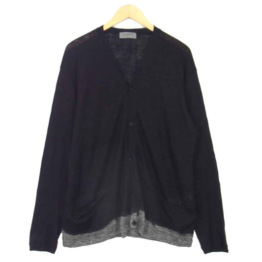 Yohji Yamamoto ヨウジヤマモト HN-K76-370 POUR HOMME プールオム 抜染製品染め リネン カーディガン ブラック系 3【中古】