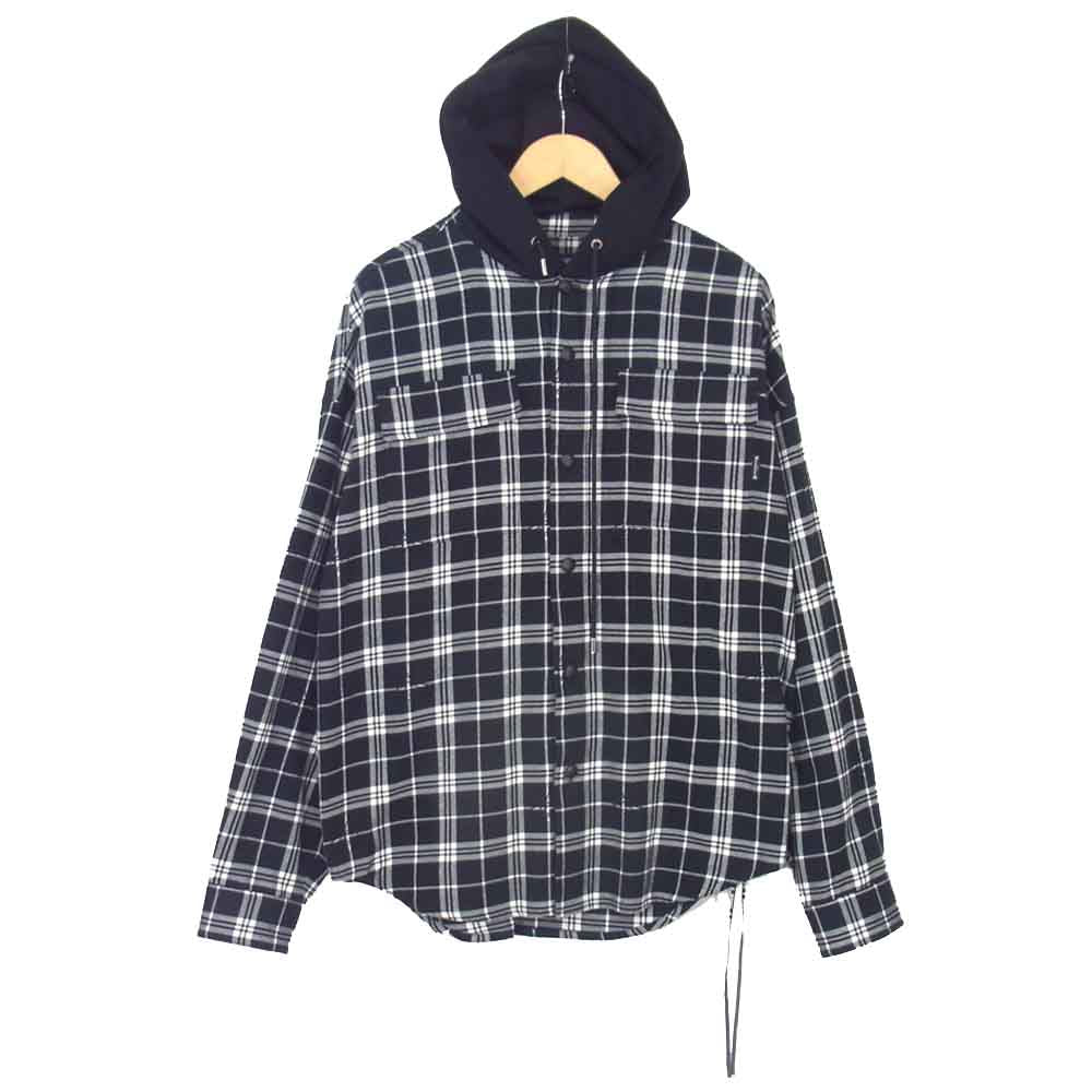 mastermind JAPAN マスターマインドジャパン 20AW MW20S05-SH005-007 hooded checked cotton shirt コットン シャツ ブラック系 S【中古】